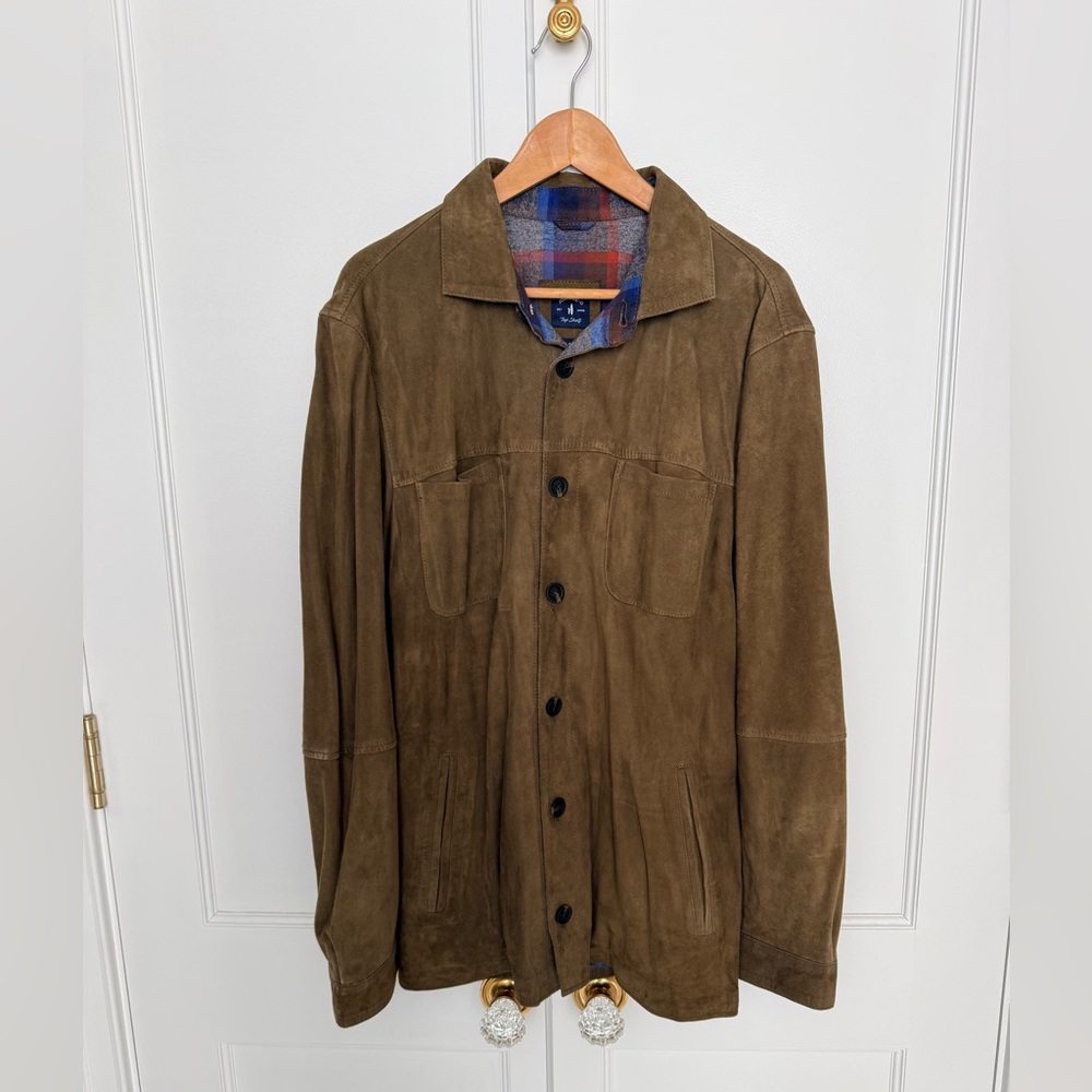 Johnnie-O Men's Olive Green Suede Shirt/ Jacket